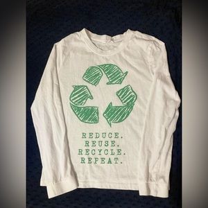 White & Green Recycle Threads Long Sleeve Top